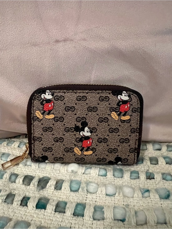 None Handbags - INSPIRED Mickey Mouse Logo Zip Card Holder - Brown/Tan/Red